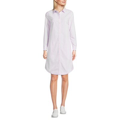 Lands' End Women's Linen Long Sleeve Button Front Shirt Dress