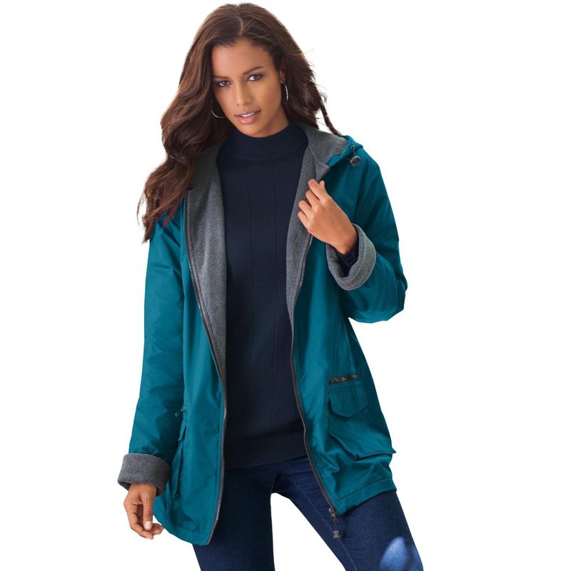 Roaman's Women's Plus Size Hooded Jacket With Fleece Lining, 5x - Deep ...