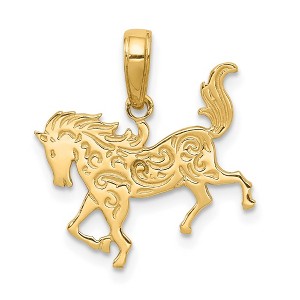 Black Bow Jewelry 14k Yellow Gold Ornate Horse Pendant, 17mm - 1 of 4