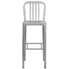 Merrick Lane 30 Inch Galvanized Steel Indoor/Outdoor Counter Bar Stool With Slatted Back And Powder Coated Finish - 4 of 4