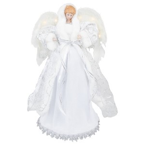 Northlight 14" White Angel with Lighted Wings Christmas Tree Topper - 1 of 4
