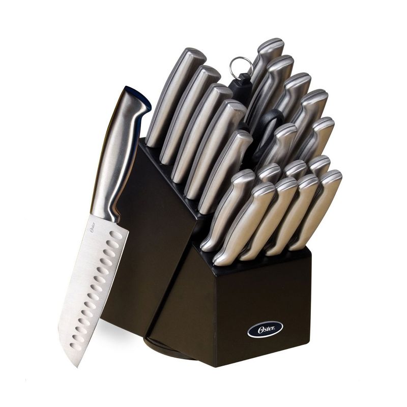 Oster Baldwyn 22 Piece Stainless Steel Cutlery Set with Stainless Steel Handles and Wooden Block, 1 of 17