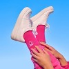 Adult Poppi Strawberry Graphic Crew Socks - Pink: Ankle Height, Flat Seams, Knit Design - 4 of 4