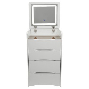 YIYIBYUS Vanity Table with Flip Top Lighted Mirror, Vanity Desk with Makeup Stool - 1 of 4