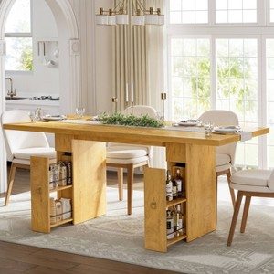 WOWLIVE 70.8" Rectangular Dining Table for 6-8 People,  Farmhouse Wood Kitchen Table with Storage Drawer - 1 of 4