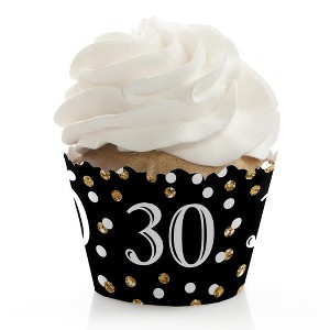 Big Dot of Happiness Adult 30th Birthday - Gold - Birthday Party Decorations - Party Cupcake Wrappers - Set of 12 - 1 of 4