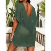 Plus Size Crochet Bikini Cover Ups Lightweight Swimsuits Cover Ups Deep V Neck Hollow Out Beach Cover Ups Swimwear Beachwear - 2 of 4