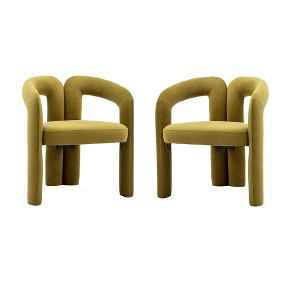 QingMoon Modern Dining Chairs Set of 2, Curved Back Kitchen Chairs, Upholstered Barrel Chair, Lounge Accent Chair with 3 Legs for Living Room - 1 of 4