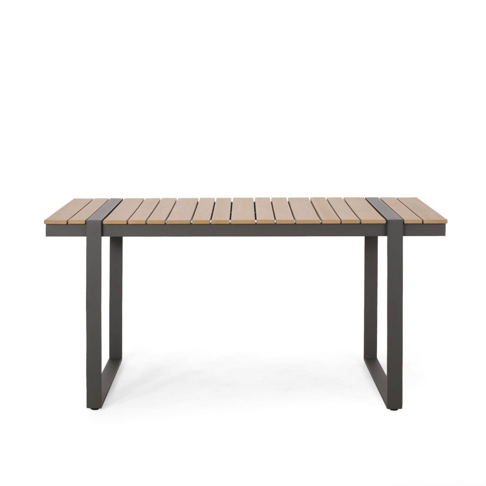 Photos - Garden Furniture Cibola Outdoor Aluminum Rectangle Dining Table - Natural/Gray - Christophe