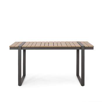 Cibola Outdoor Aluminum Rectangle Dining Table - Natural/Gray - Christopher Knight Home