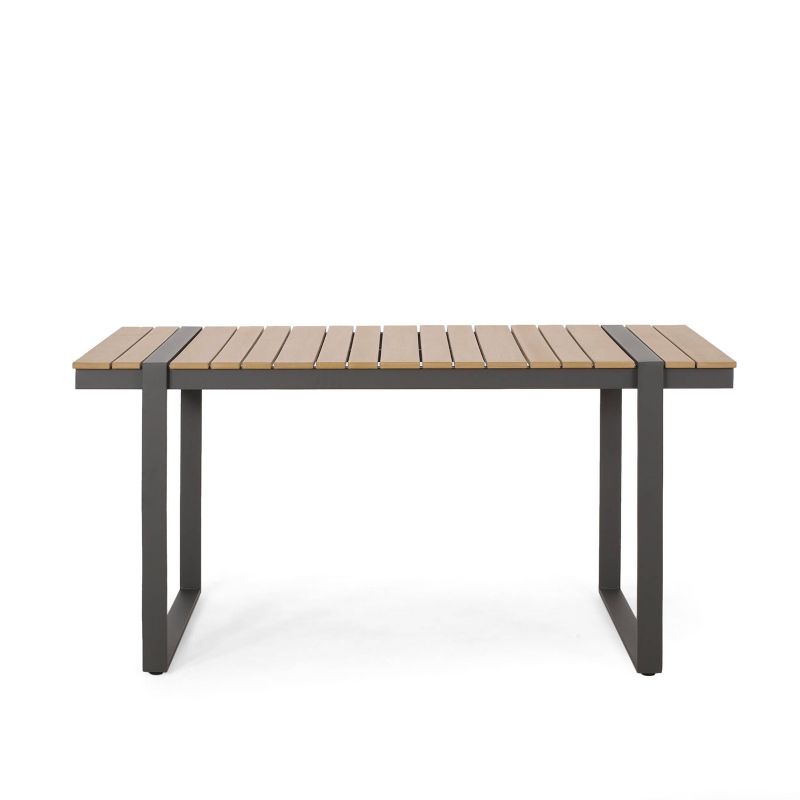 Cibola Outdoor Aluminum Rectangle Dining Table - Natural/Gray - Christopher Knight Home, 1 of 10