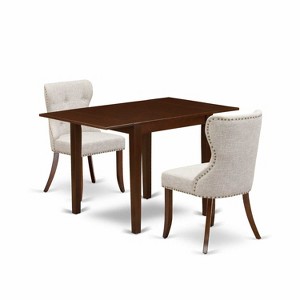 HomeStock 3-Pc Mahogany Finish Rectangular Solid Wood Top with Dropleaf Dining Table Set - 1 of 4