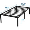 Heavy Duty Metal Platform Twin Bed Frame 74.6"L x 37.5"W x 18"H 2000lbs Capacity Underbed Storage Easy Assembly Black Finish No Box Spring Required - 4 of 4