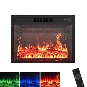 GustoWave 23" Slim Electric Fireplace with Remote, 1500W Wall Fireplace W/3 Flame Colors for Bedroom, Living Room, Black - 1 of 4