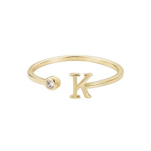Adornia 14k Gold Plated Adjustable CZ Initial Ring - 1 of 3