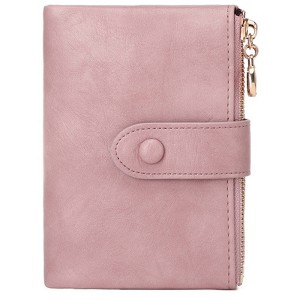 BEAFUP Small Wallets for Women,Leather RFID Blocking Bifold Double Zipper Pockets Wallet Card Case Purse with 2 ID Windows - 1 of 4