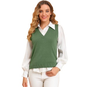 INSPIRE CHIC Women's V Neck Sleeveless Pullover Knit Sweater Vest - 1 of 4