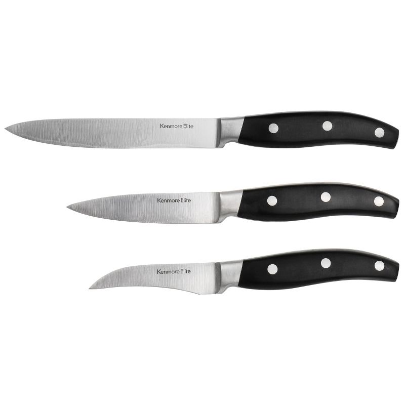 Kenmore Elite 18 Piece Stainless Steel Cutlery and Wood Block Set in Black, 5 of 9