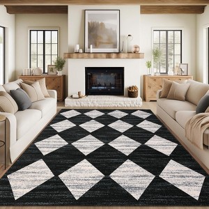 Modern Runner Rug 2x6 Machine Washable Geometric Hallway Rug with Non-Slip Backing, Soft Low Pile Floor Cover, Stain-Resistant Contemporary Rug - 1 of 4