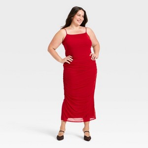 Women's Ruched Midi Slip Dress - A New Day™ - 1 of 3