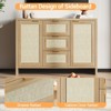 Garvee Rattan Sideboard Buffet Cabinet With 3 Drawers, Storage Cabinet With Adjustable Shelf, Wooden Cabinet for Living Room, Kitchen,Entryway - 4 of 4