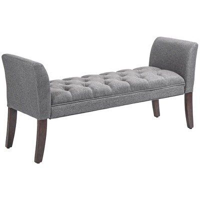 NicBex Modern 55" Bedroom Bench Wood Accent Stools with Arms and Button Tufted for Bedroom and Entryway