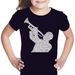 LA Pop Art Girl's Word Art T-shirt - ALL TIME JAZZ SONGS - 1 of 4