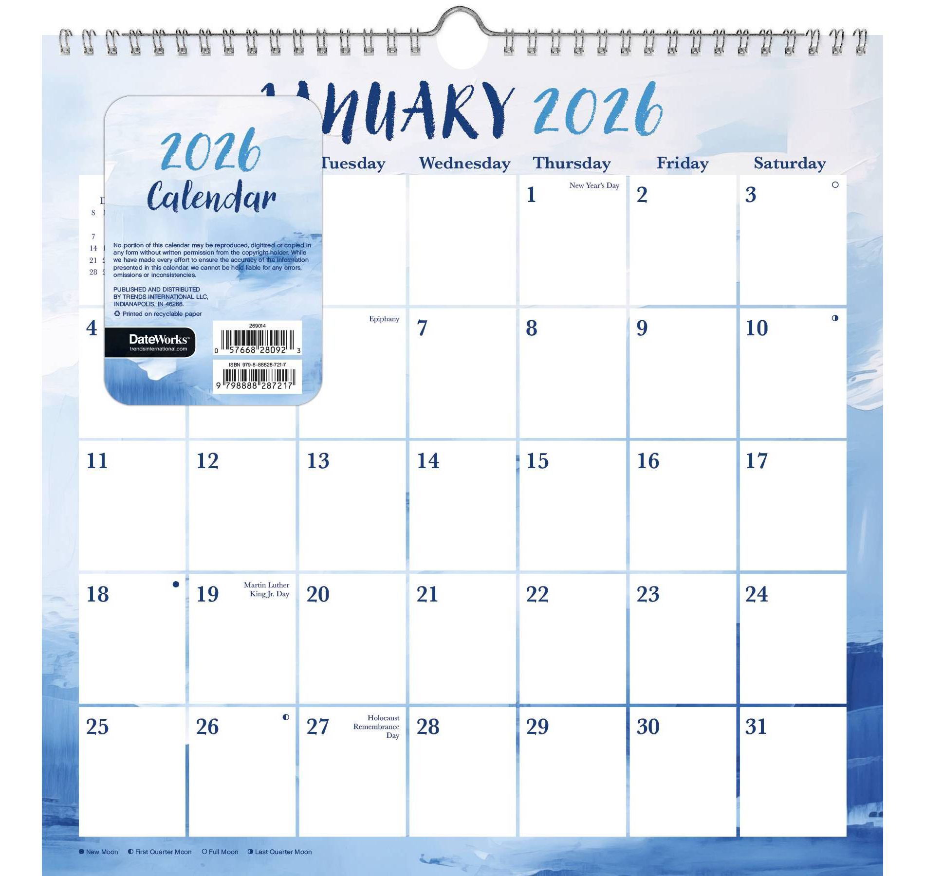 Trends International 2026 Abstract Pastel Spiral 12"x12.25" Wall Calendar