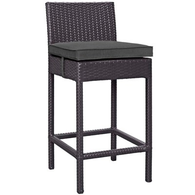 Modway Convene Outdoor Patio Fabric Bar Stool Espresso Charcoal - Powder coated aluminum frame , PE rattanPP foot padPowder coated aluminum Weight