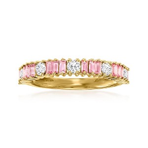 Ross-Simons 0.50 ct. t.w. Pink Sapphire and .36 ct. t.w. Diamond Ring in 14kt Yellow Gold - 1 of 4