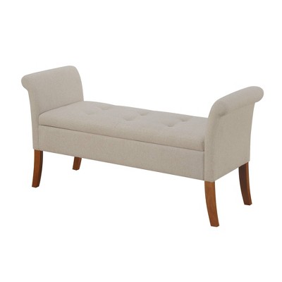 Avignon Script - Patterned French Laundry Fabric Storage Ottoman Bench ...
