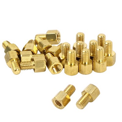 Unique Bargains M4 5+6mm Male Female Hexagonal Thread Brass Spacer Gold 20 Pcs