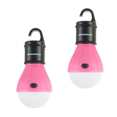 Portable LED Tent Light Bulb- 2 Pack Hanging Lights with 3 Settings and 60 Lumen By Leisure Sports (Pink) (For Camping Hiking Tents and Emergency)