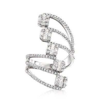 Ross-Simons 1.00 ct. t.w. Diamond Cluster Bypass Ring in 14kt White Gold