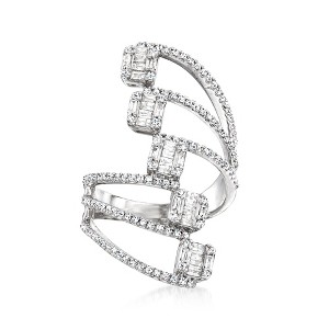 Ross-Simons 1.00 ct. t.w. Diamond Cluster Bypass Ring in 14kt White Gold - 1 of 4