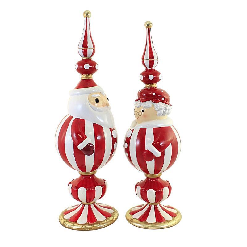18.0 Inch Santa & Mrs Claus Mantle Finial Table Home Decor Decoration Santa Figurines, 2 of 4