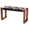 bali & pari Jerilyn Two Tone Seagrass and Acacia Wood Accent Bench Navy Blue/Brown/Natural Brown: Bohemian Style, No Assembly Required - 2 of 4