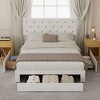VECELO Queen/Full/Twin Upholstered Platform Bed Frame with Button Tufted Adjustable Headboard - 4 of 4