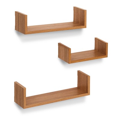 Americanflat Floating Shelves Made Of Composite Wood - Wall Mounted in Various Dimensions - Pack Of 3
