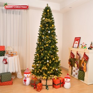 SUGIFT 6ft Pre-Lit Snow Flocked Hinged Artificial Christmas Tree W/618 Branch Tips & 250 Warm Lights - 1 of 4