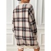 Womens Loose Fit Plaid Sweater Dress V Neck Frayed Cuff Sweater Dress One Size Fits Most Trendy Oversized Pullovers Plaid Jumpers Mini Dress - 2 of 4