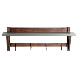 Brookside Entryway Coat Hook Concrete Coated Top and Wood Light Gray/Brown - Alaterre Furniture: Hardwood Wall Rack, Metal Hardware - 1 of 4