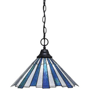 Toltec Lighting Any 1 - Light Pendant in  Matte Black with 16" Sea Ice Art Glass Shade - 1 of 1