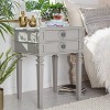 Irving Side Table with 2 Drawers Gray - Finch: Sturdy Wooden End, No Assembly Required - 2 of 4
