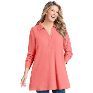 Woman Within Relaxed Waffle-Thermal Tunic - 1 of 4