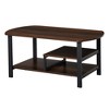 HOMCOM Vintage Industrial Coffee Table with Under-Top Storage Shelves and Rounded Corners, Dark Wood Color - 4 of 4