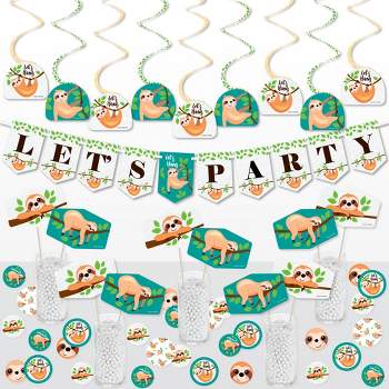 Big Dot of Happiness Let’s Hang - Sloth - Baby Shower or Birthday Party Supplies Decoration Kit - Decor Galore Party Pack - 51 Pieces