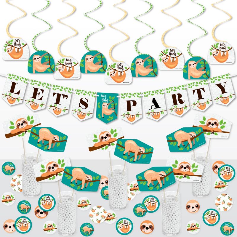 Big Dot of Happiness Let’s Hang - Sloth - Baby Shower or Birthday Party Supplies Decoration Kit - Decor Galore Party Pack - 51 Pieces, 1 of 9