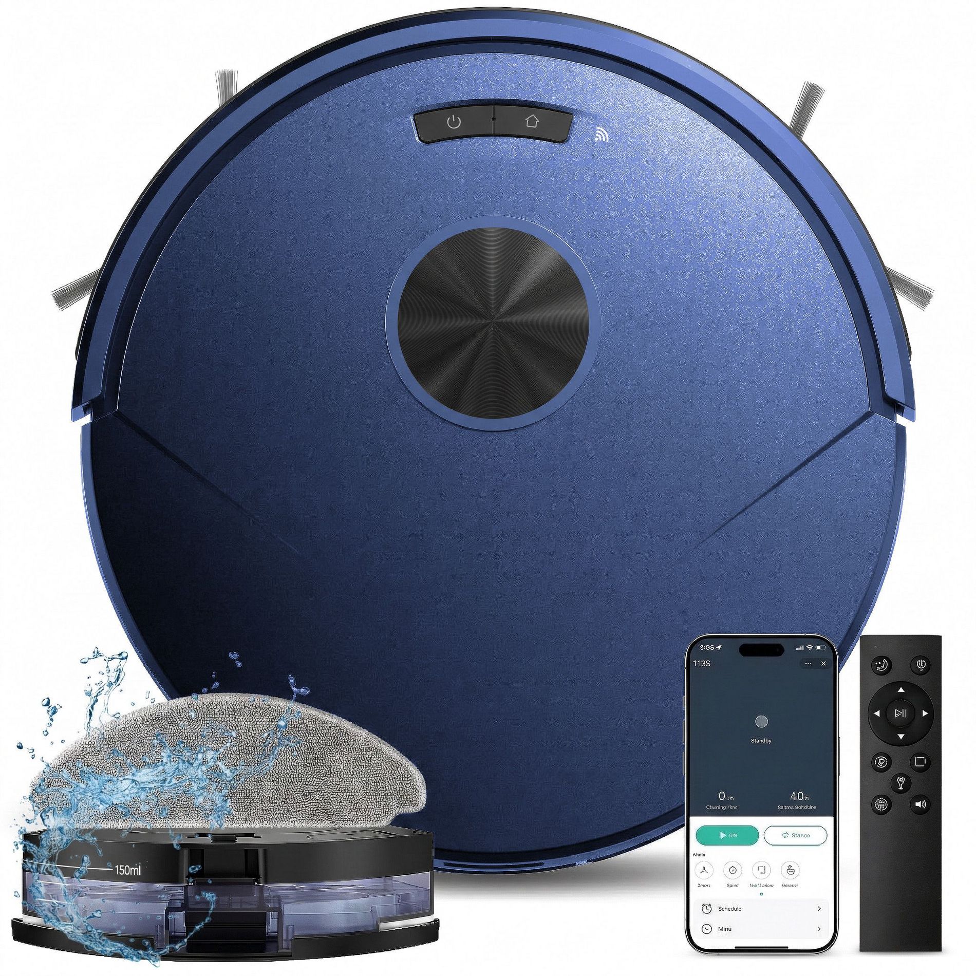 Teendow Robot Vacuum and Mop Combo, 2-in-1 Robot Vacuum Cleaner with App & Wi-Fi, 8000Pa, Self-Charging, For Pet Hair, Hard Floors & Low-Pile Carpet