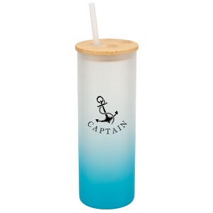 Elanze Designs The Captain Nautical Anchor Ocean Life Wrap-Around Design 25 Ounce Frosted Gradient Glass On-The-Go Coffee Travel Skinny Tumbler Mug - 1 of 1